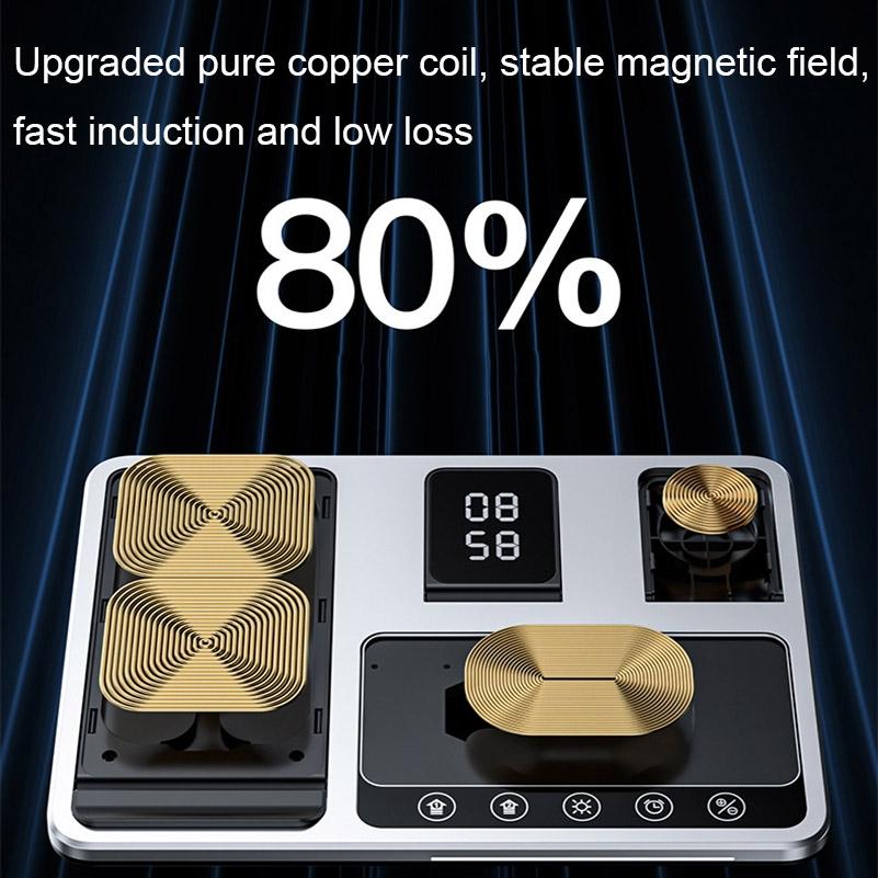 30W 4 In 1 Wireless Charger With Ambient Light Silver / Black 6