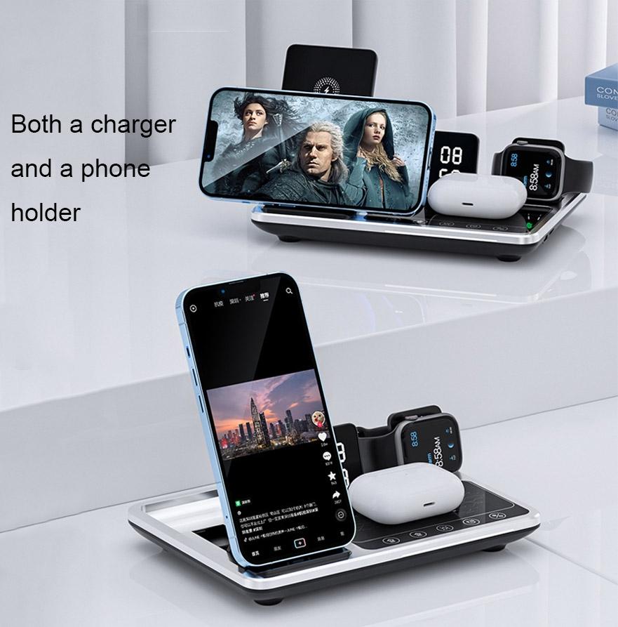 30W 4 In 1 Wireless Charger With Ambient Light Silver / Black 8