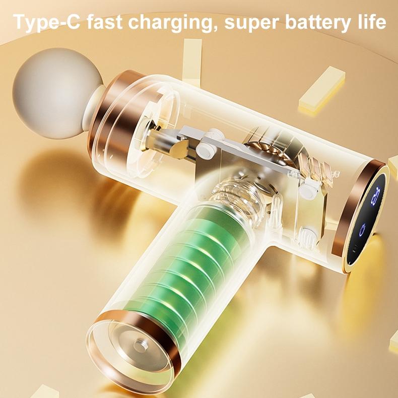 Silent Fascia Gun For Muscle Relaxation - High Frequency Vibration Massager - White 8