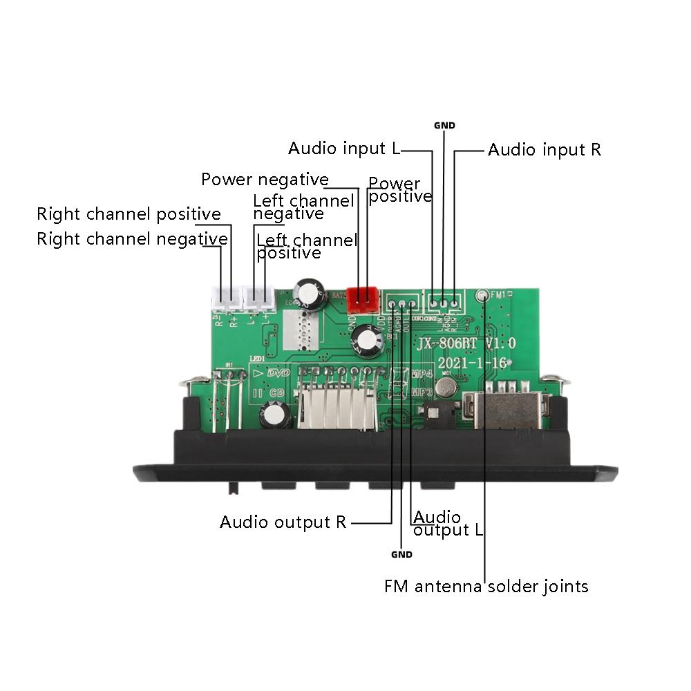 12V Mp3 Decoding Board W / Power Amp & Bluetooth - Record Calls - Black 9
