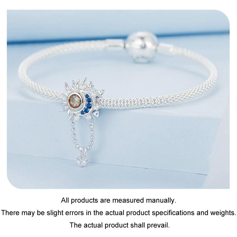925 Sterling Silver Sun Moon Beaded Diy Pendant 6