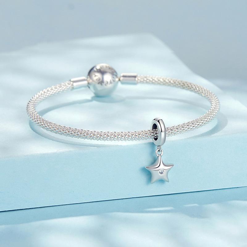 925 Sterling Silver Oxidized Star Bracelet With Beads 4