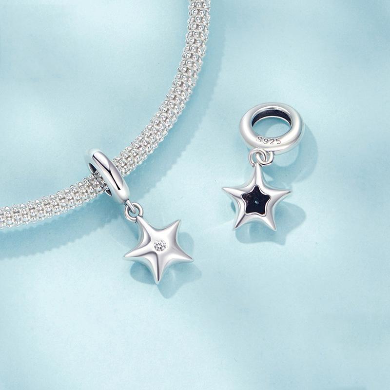 925 Sterling Silver Oxidized Star Bracelet With Beads 5