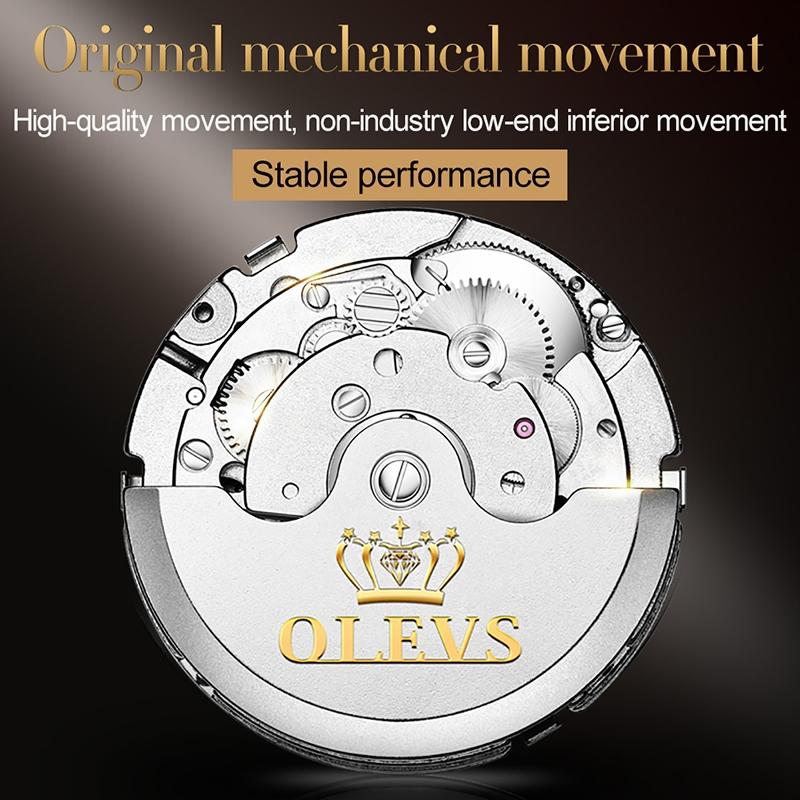 Waterproof Automatic Mechanical Watch for Men with Multi-function Flywheel - Silver Gold Green 10