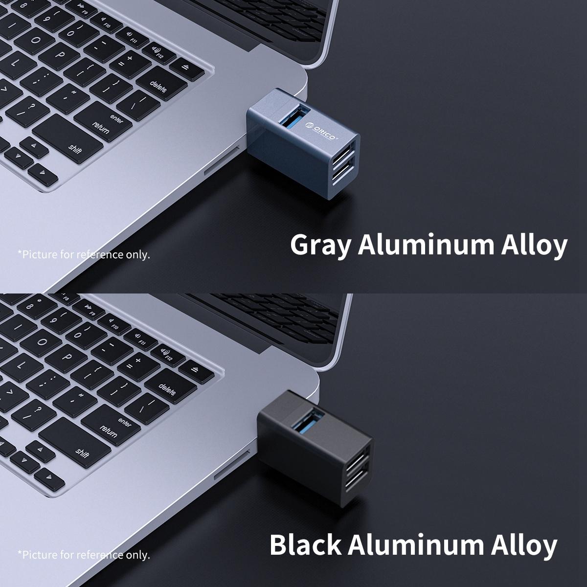 3-In-1 Usb Aluminum Mini Hub Adapter - Black 4