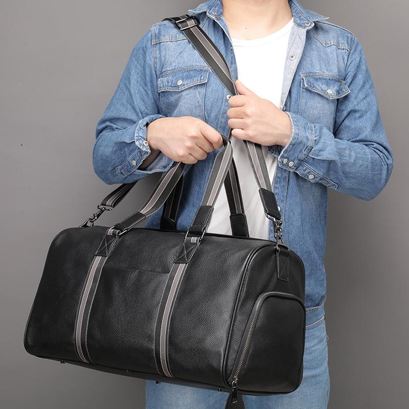 Multifunctional Leather Travel Bag - Large Capacity Single Shoulder - Black 5