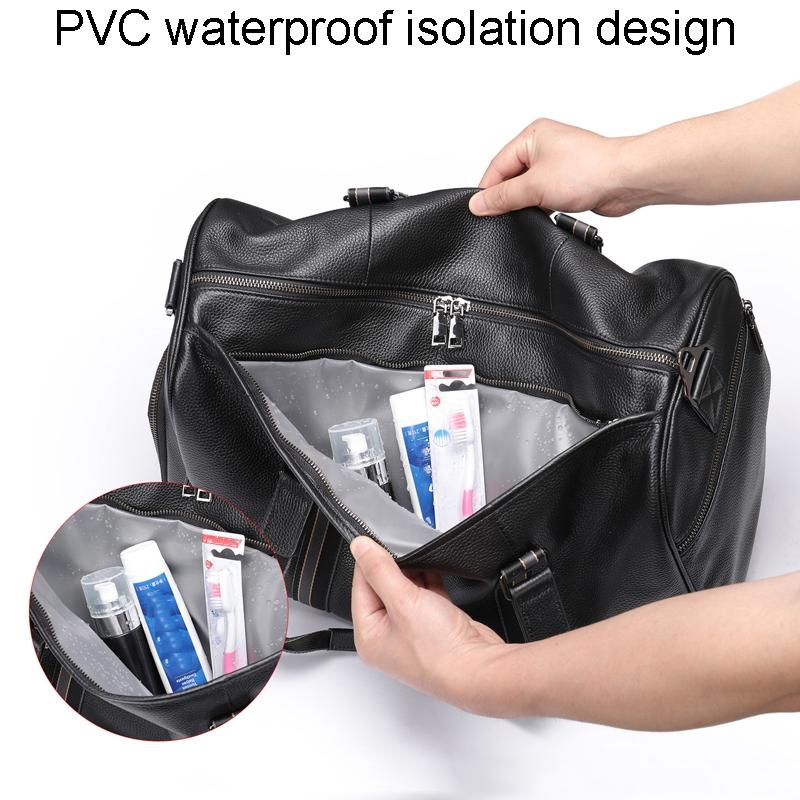 Multifunctional Leather Travel Bag - Large Capacity Single Shoulder - Black 9