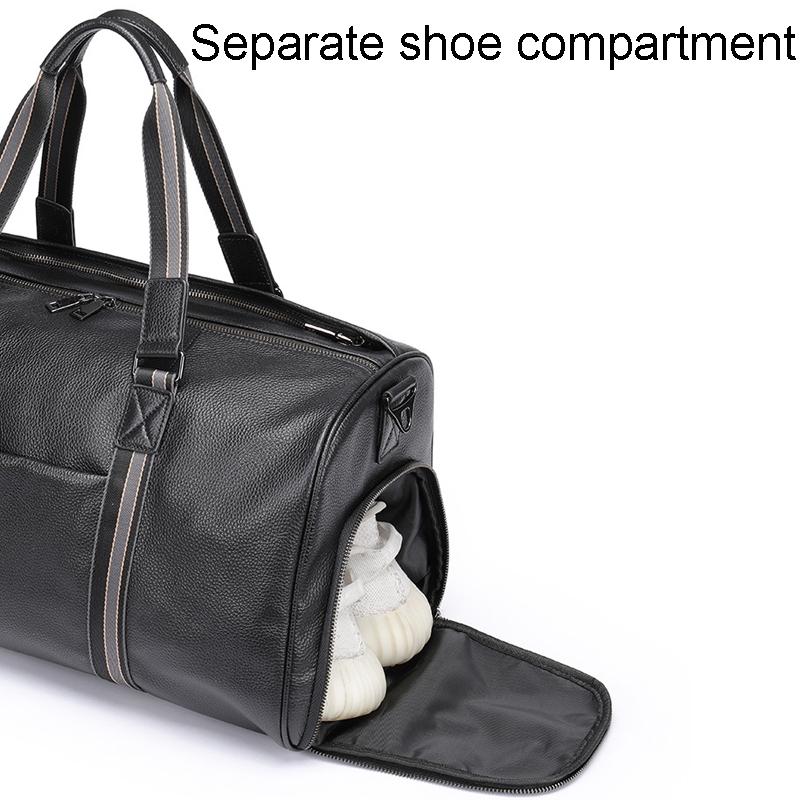 Multifunctional Leather Travel Bag - Large Capacity Single Shoulder - Black 10