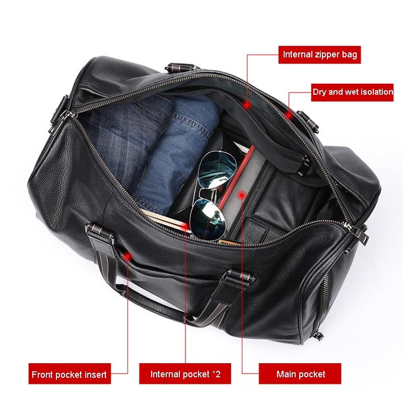 Multifunctional Leather Travel Bag - Large Capacity Single Shoulder - Black 11