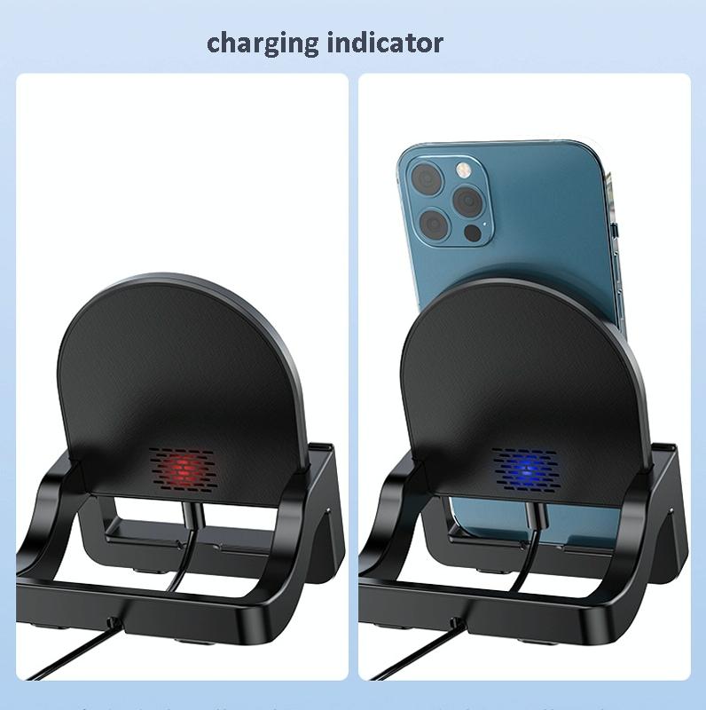 15W Vertical Wireless Fast Charger With Phone Holder - Black 6