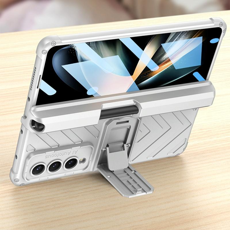 For Samsung Galaxy Z Fold4 5G Magnetic Armor Case With Push Pen - Green 6
