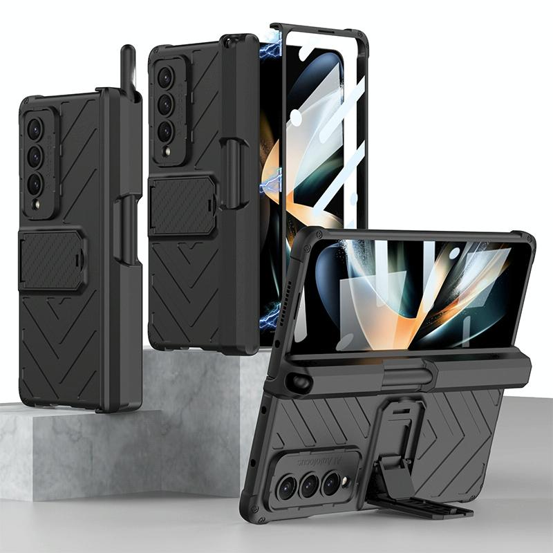 For Samsung Galaxy Z Fold4 5G Magnetic Armor Case With Push Pen - Green 12