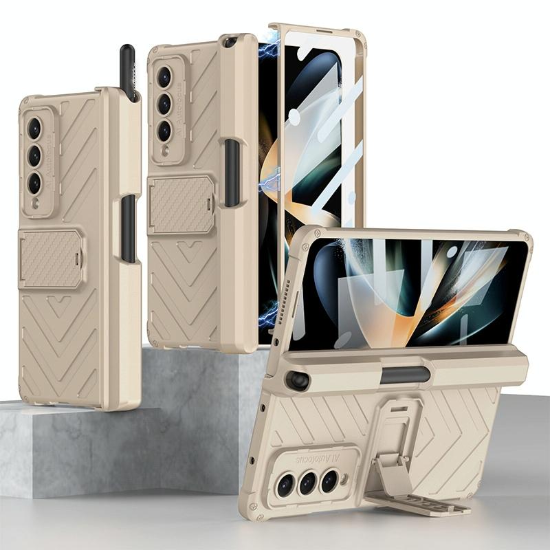 For Samsung Galaxy Z Fold4 5G Magnetic Armor Case With Push Pen - Green 14