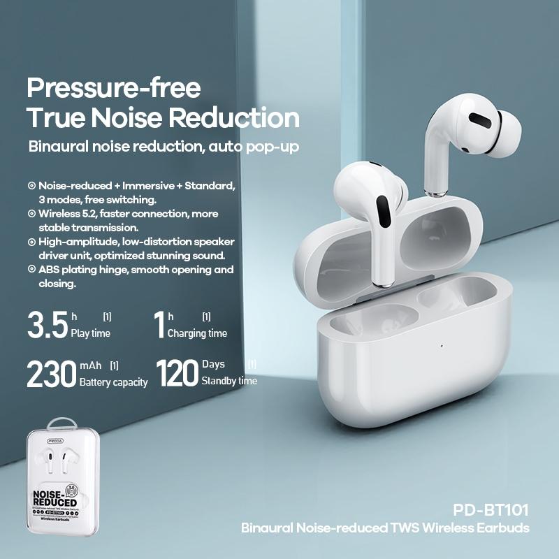 Proda Tws Wireless Earphones - Noise Canceling Binaural White 5