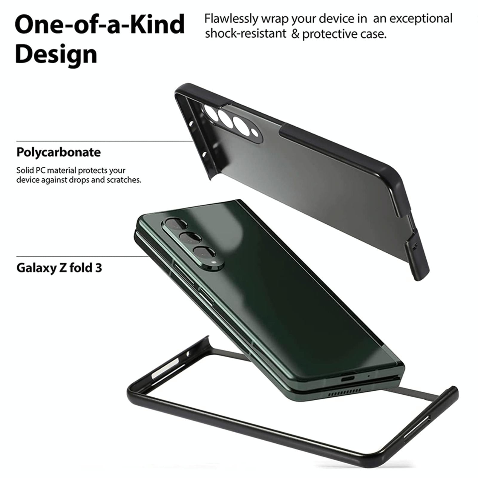 For Samsung Galaxy Z Fold4 5G Foldable Metal-Look Phone Case - Black 7