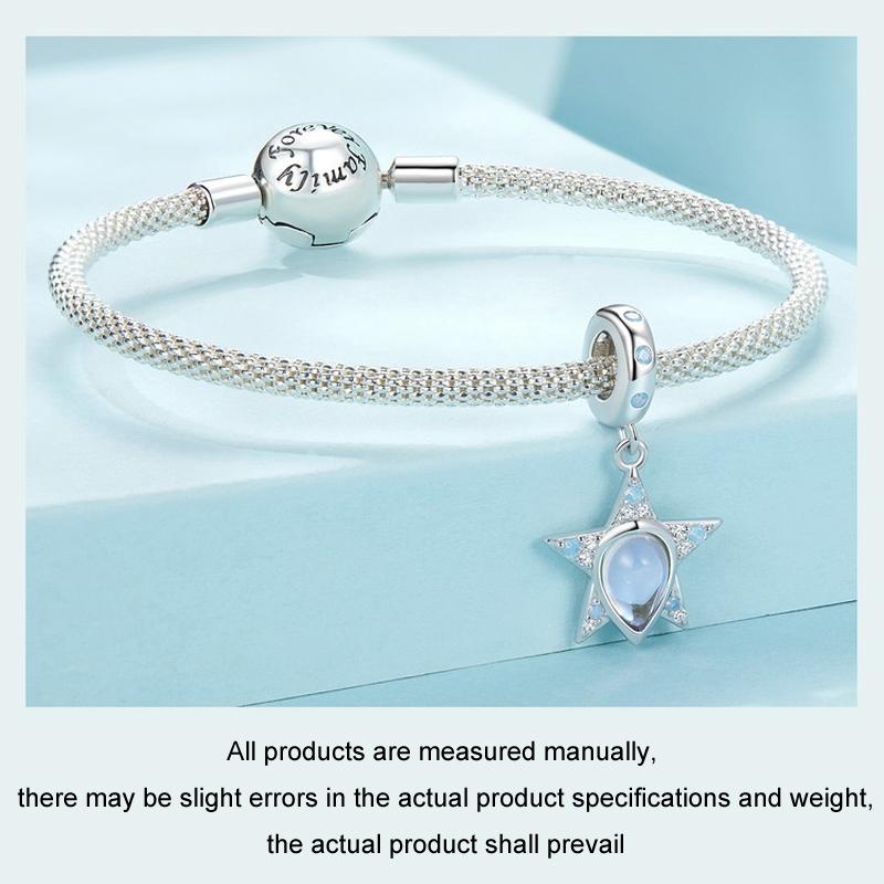925 Sterling Silver Blue Star Beaded Bracelet 6