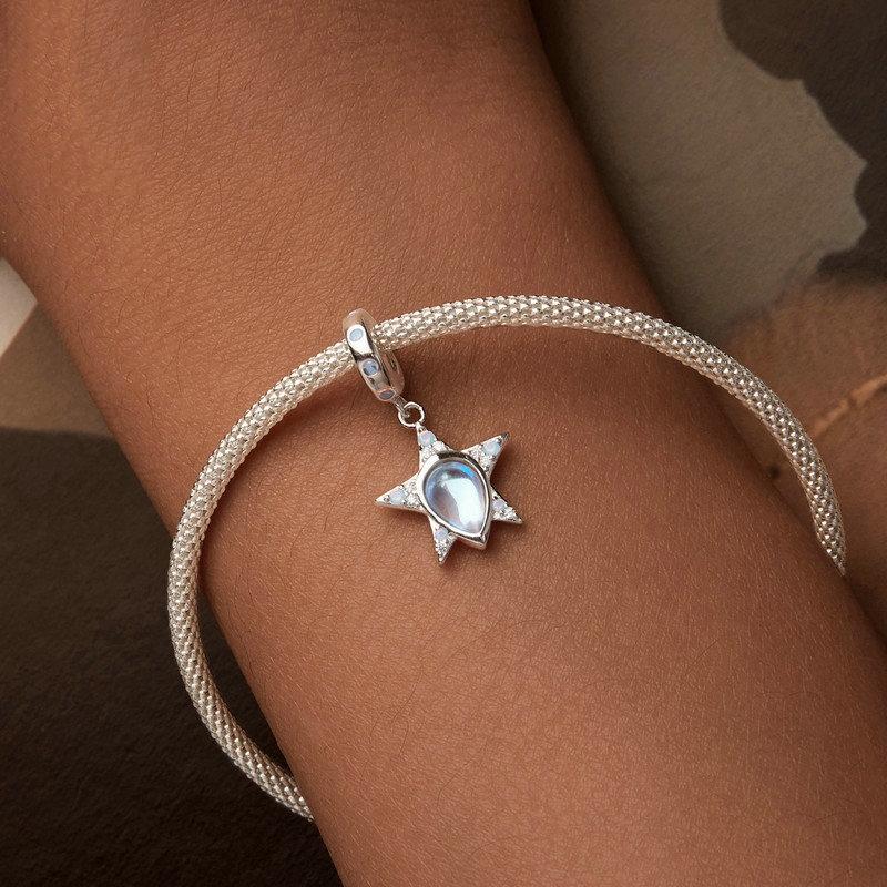 925 Sterling Silver Blue Star Beaded Bracelet 7