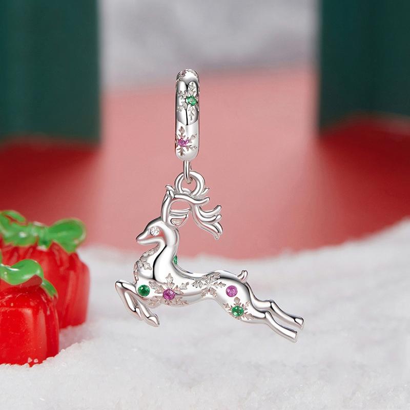 925 Sterling Silver Christmas Elk Pendant Beads 4