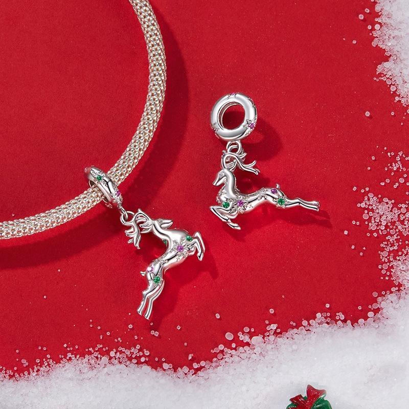 925 Sterling Silver Christmas Elk Pendant Beads 5
