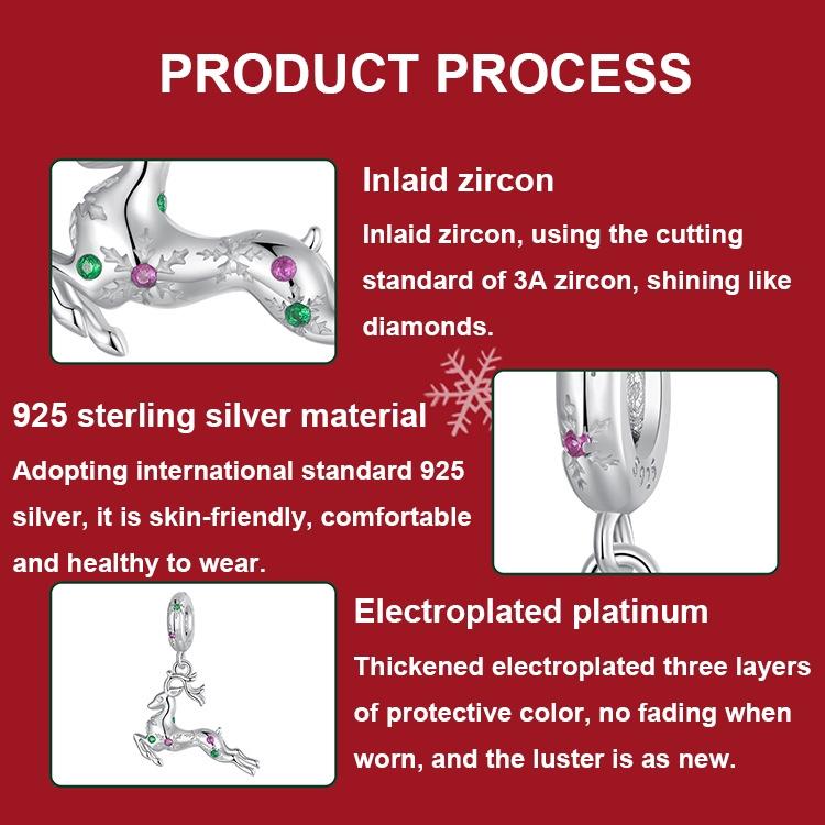 925 Sterling Silver Christmas Elk Pendant Beads 6