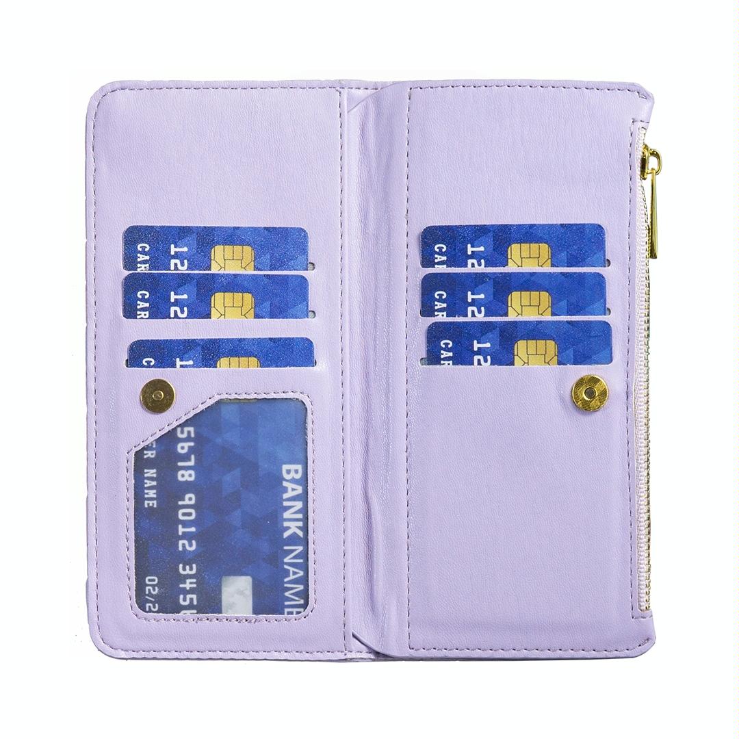For Samsung Galaxy Z Fold4 5G Leather Zip Wallet - Diamond Lattice Design - Black 10