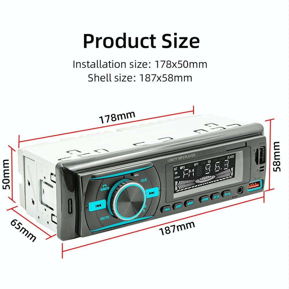 Car Mp3 Player With Voice Assistant & Fm - Colourful Lights Black 3