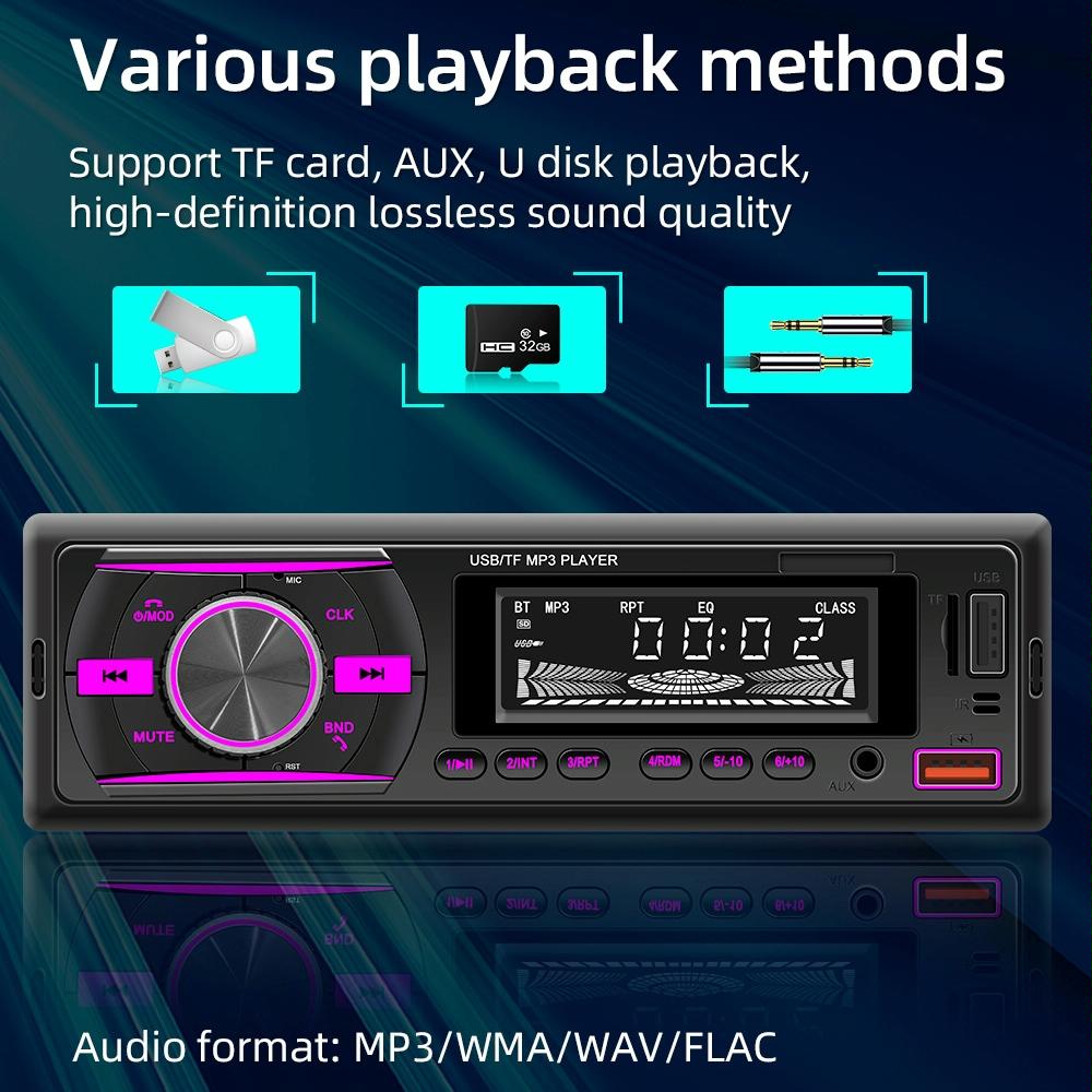 Car Mp3 Player With Voice Assistant & Fm - Colourful Lights Black 10