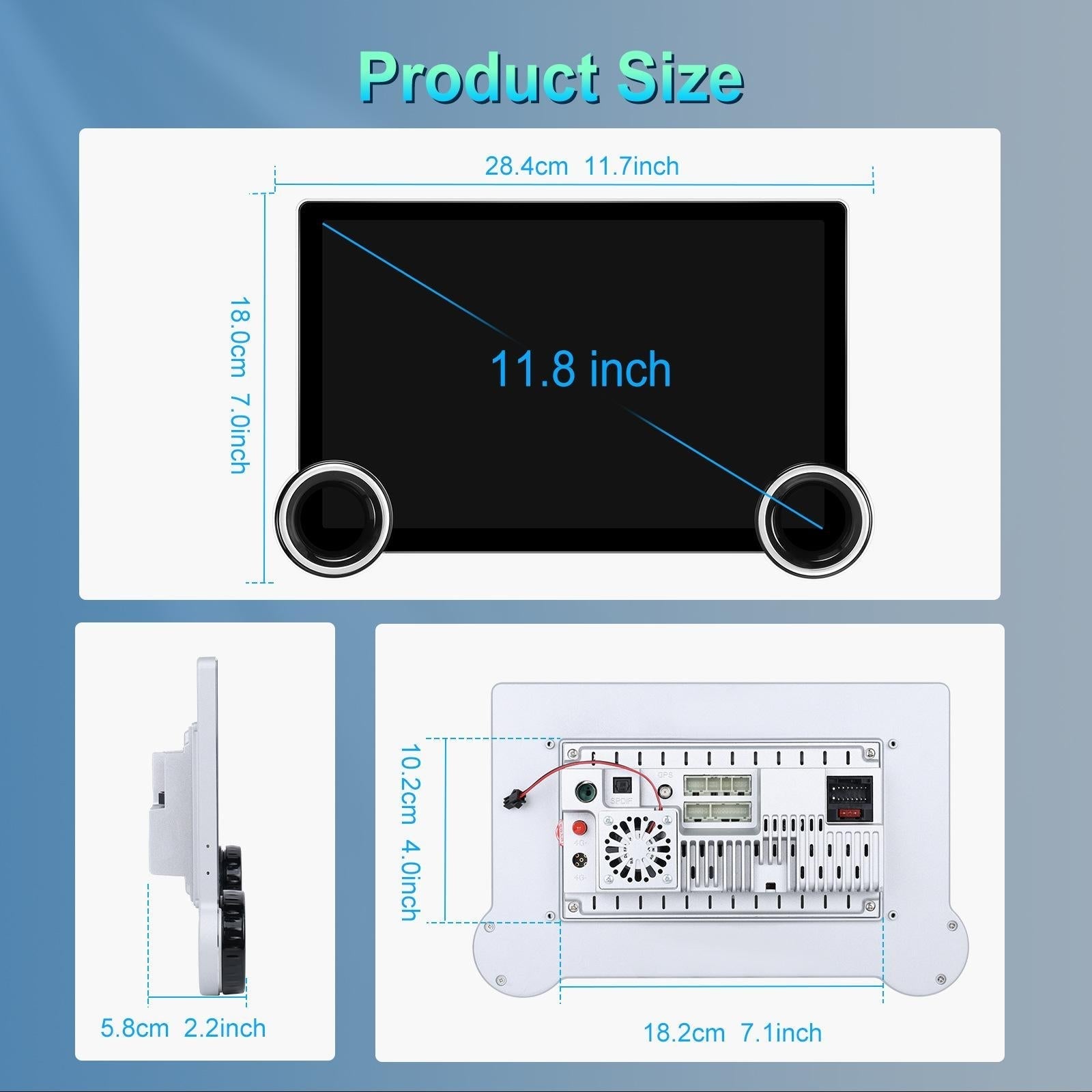 11.8 Inch Android Carplay Player - 4 + 64G - Dual Knob - Reversing Image 7