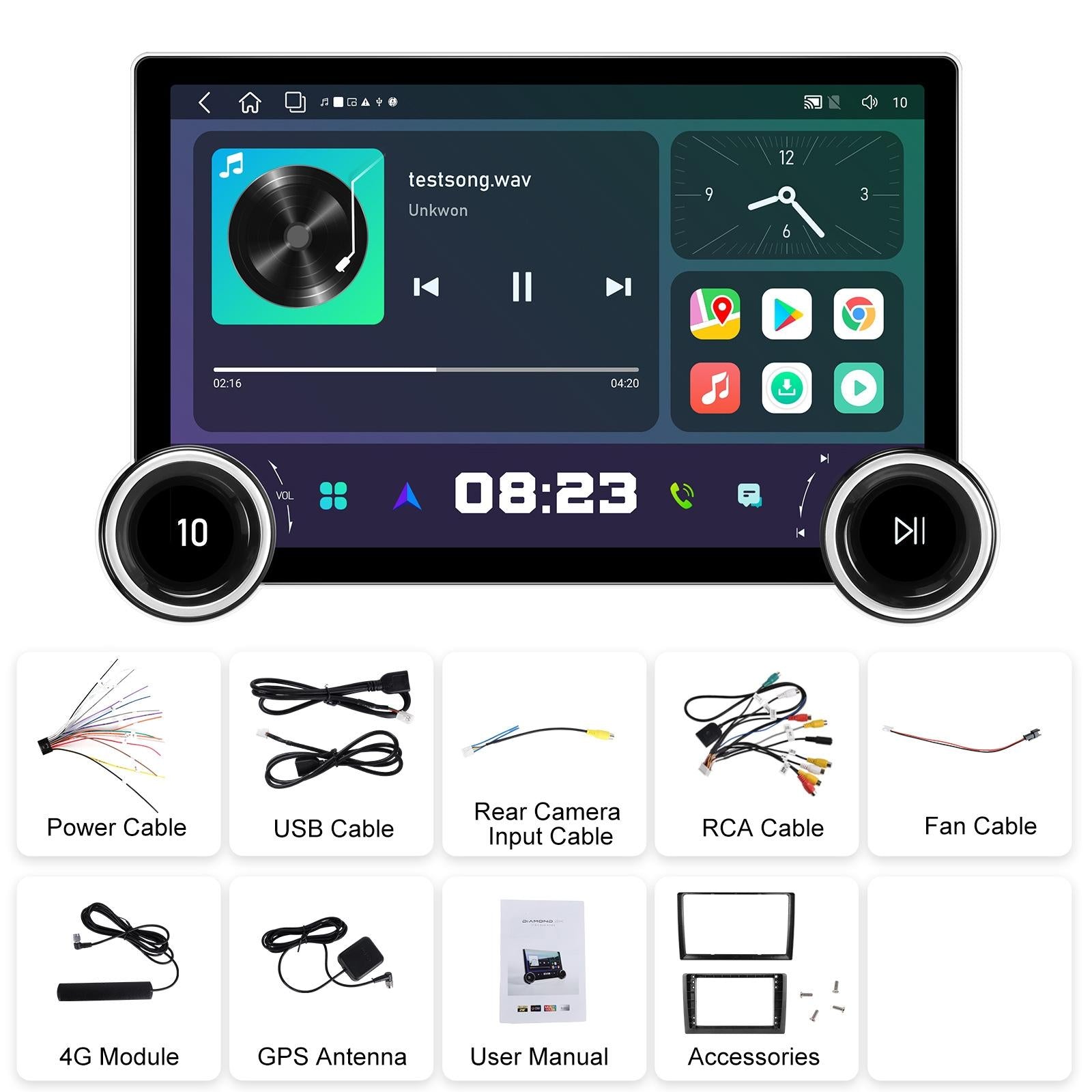 11.8 Inch Android Carplay Player - 4 + 64G - Dual Knob - Reversing Image 8