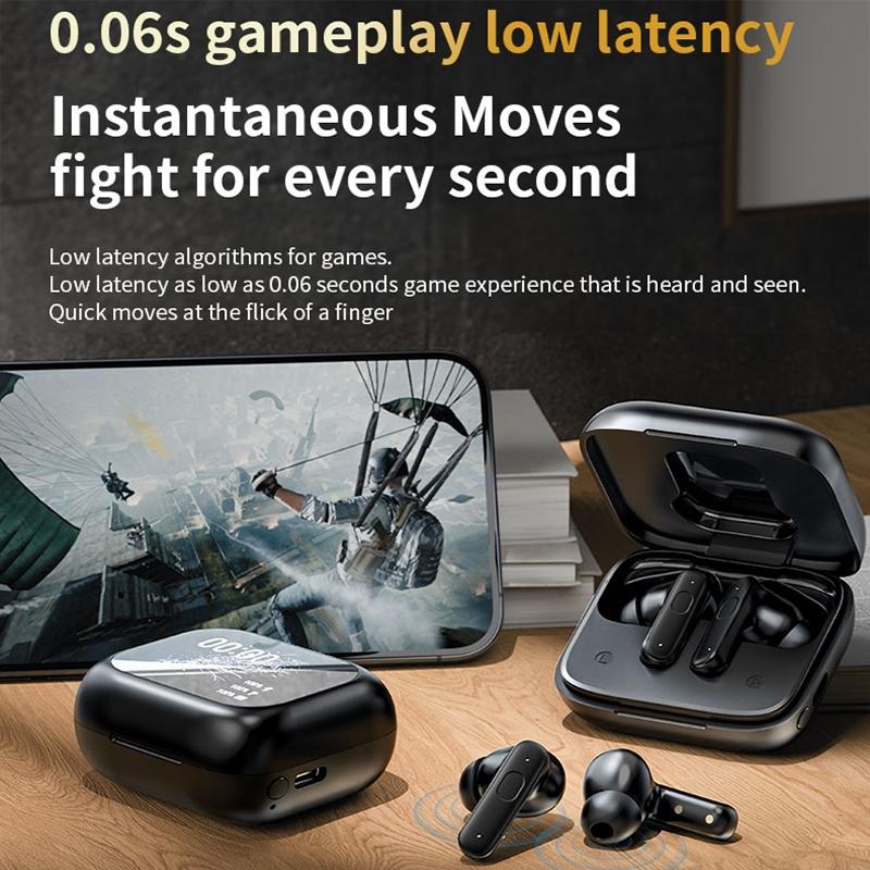 Wireless Bluetooth Earphones with Touch Screen & Noise Reduction - Black 8