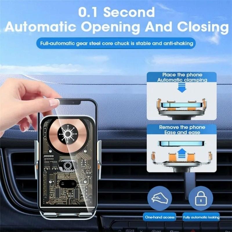 15w Fast Wireless Charger with Infrared Sensor for C10 Car Navigation - Transparent Stand - Gray 5