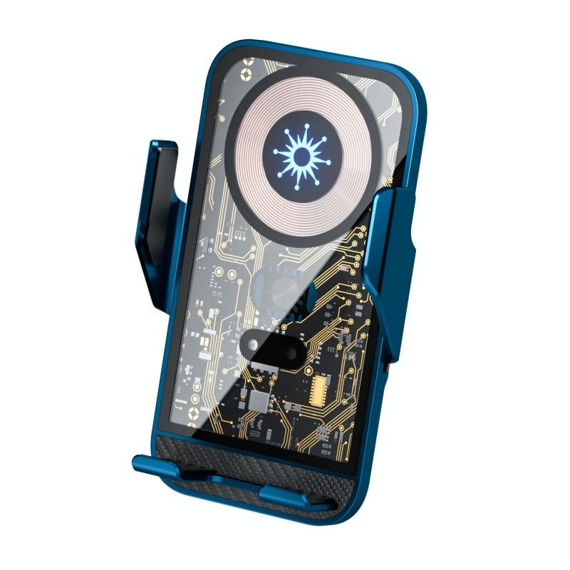 15w Fast Wireless Charger with Infrared Sensor for C10 Car Navigation - Transparent Stand - Gray 12