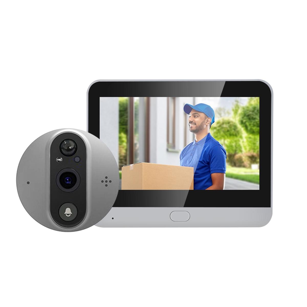 Smart Digital Door Viewer With 1080P Resolution Wide Angle Pir & Night Vision - Dark Grey