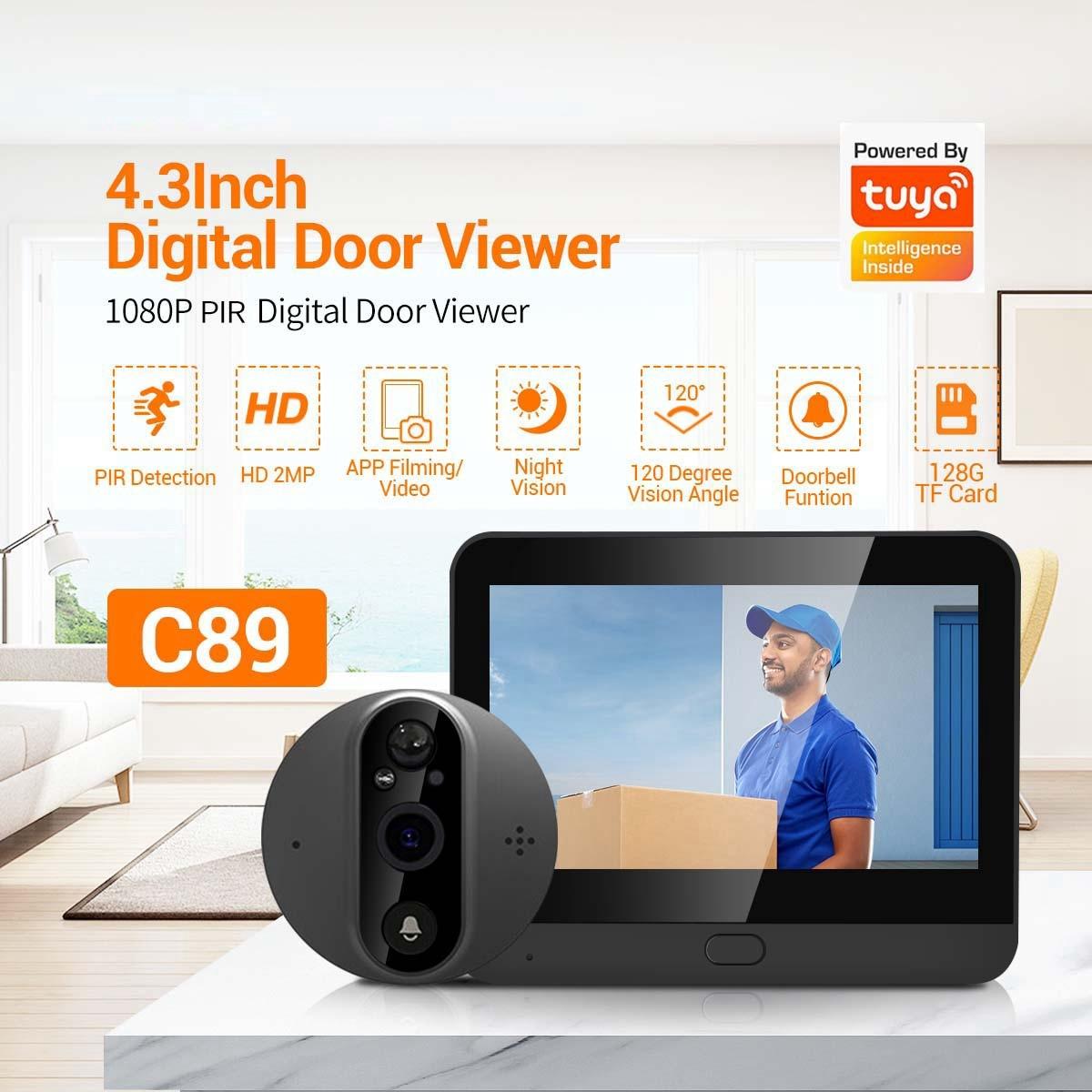 Smart Digital Door Viewer With 1080P Resolution Wide Angle Pir & Night Vision - Dark Grey 5