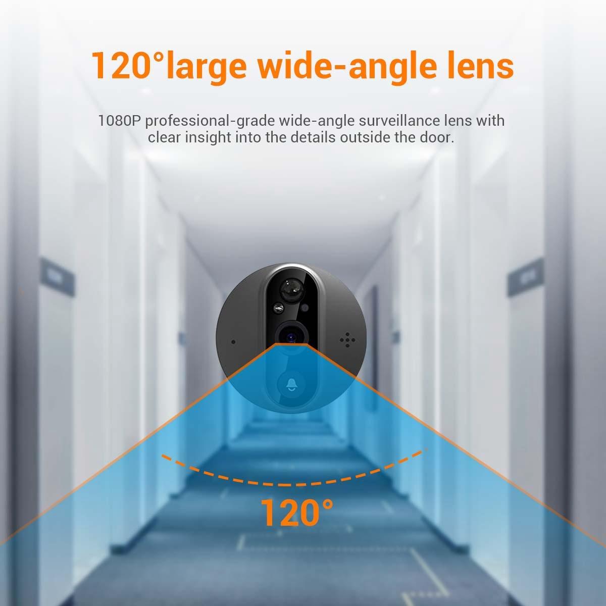 Smart Digital Door Viewer With 1080P Resolution Wide Angle Pir & Night Vision - Dark Grey 7