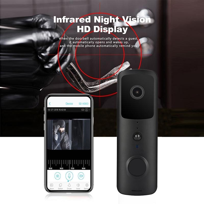 Wireless Smart Doorbell With Two-Way Intercom & Night Vision - Battery Powered - Black 6