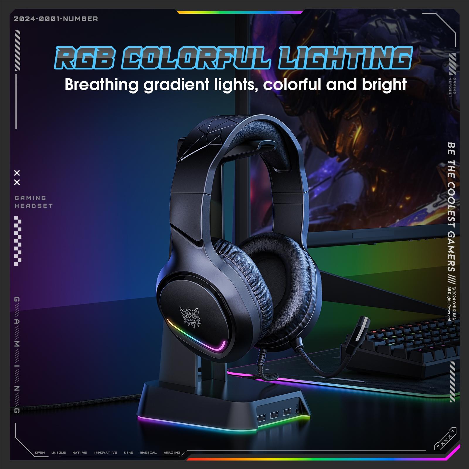 Rgb Gaming Headset With Mic 2.2M Cable Black 7