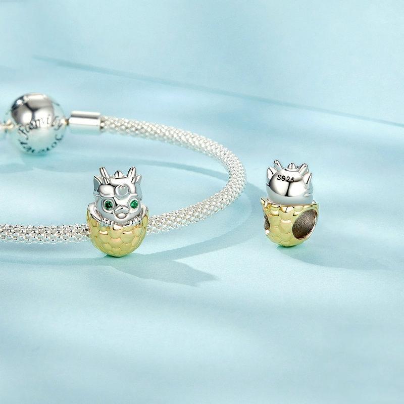 925 Sterling Silver Gold Plated Dragon Egg Beads 5