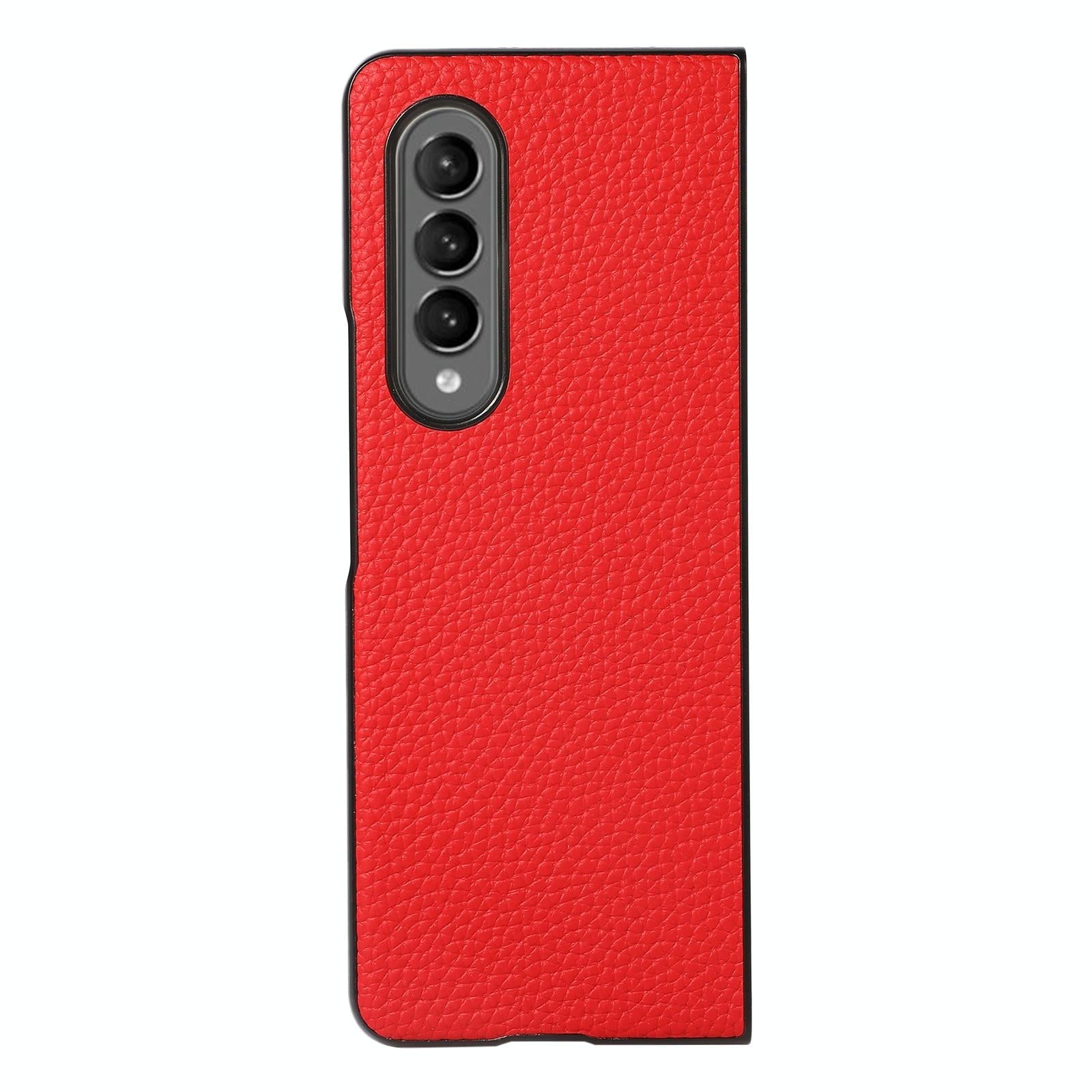 For Samsung Galaxy Z Fold4 5G Litchi Texture Case - Two Tone - Black 9