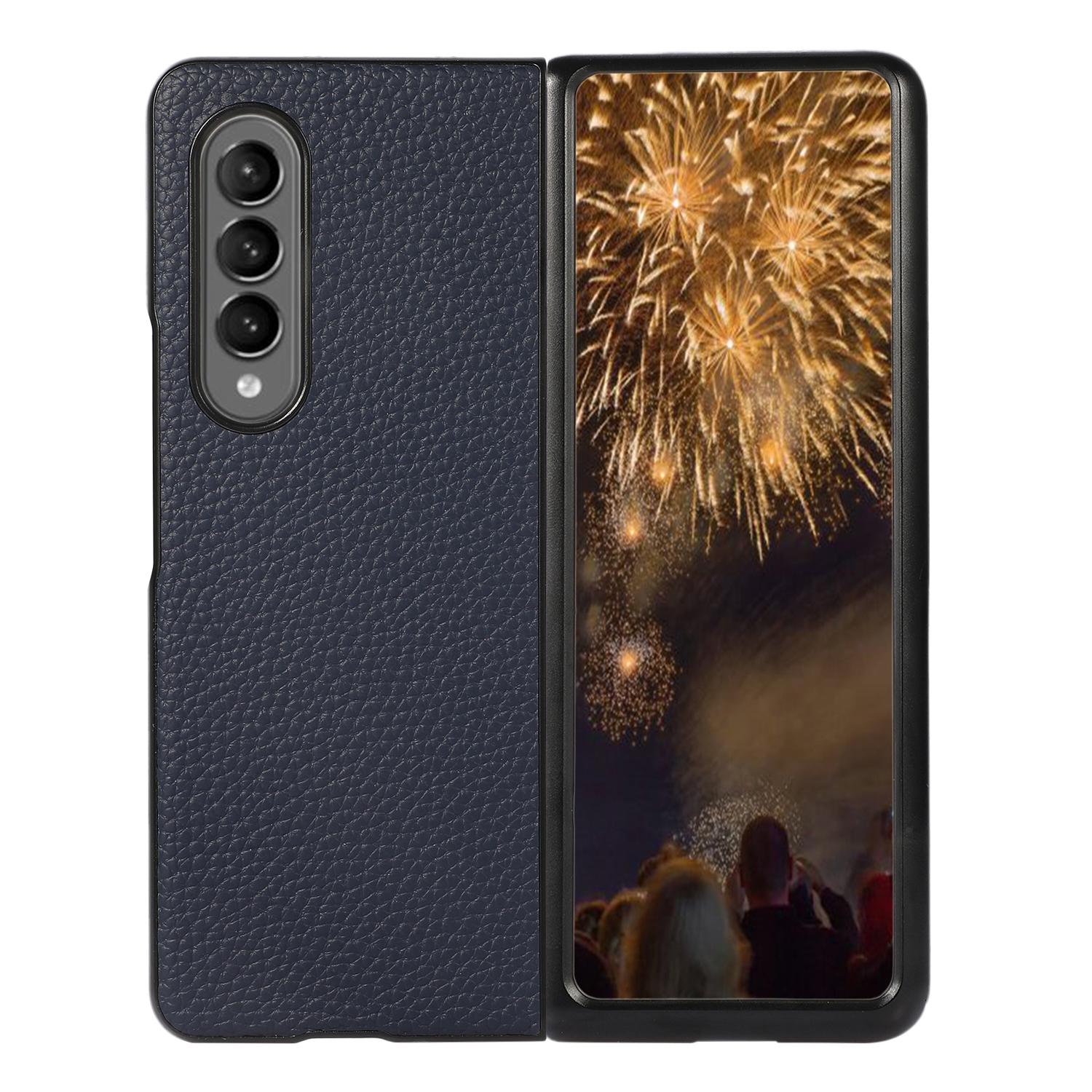 For Samsung Galaxy Z Fold4 5G Litchi Texture Case - Two Tone - Black 12