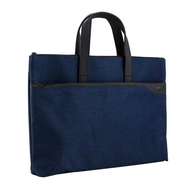 Double Layer Zipper Conference Document Bag - Portable and Organized - Blue