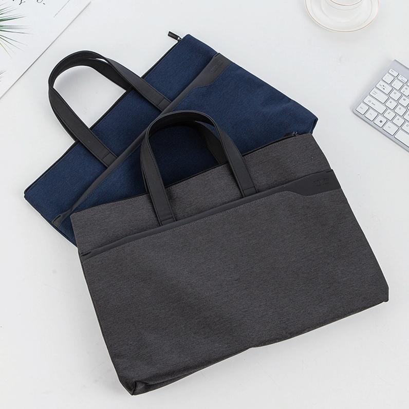 Double Layer Zipper Conference Document Bag - Portable and Organized - Blue 8