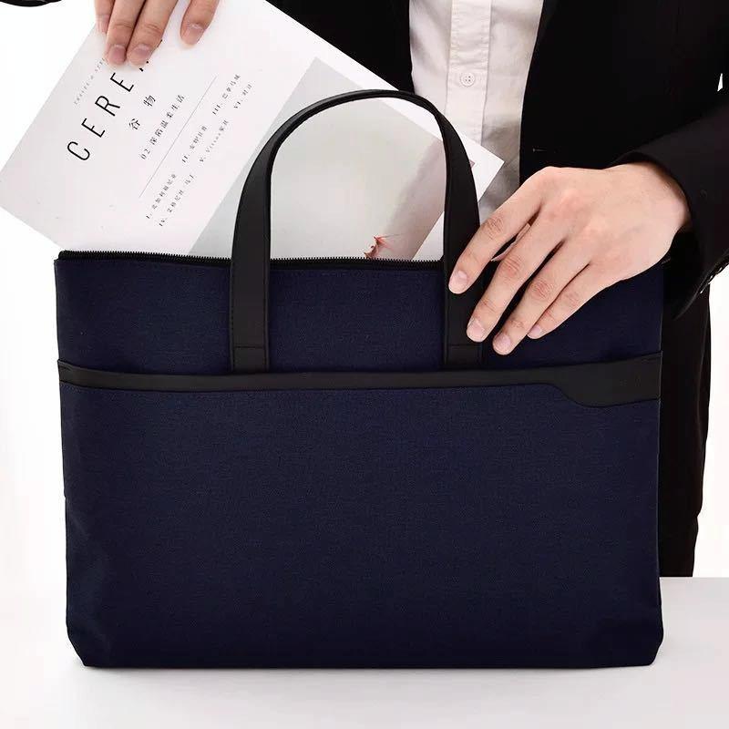 Double Layer Zipper Conference Document Bag - Portable and Organized - Blue 10