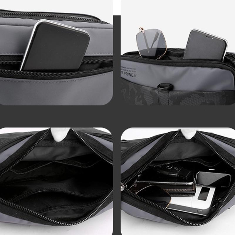 Men Oxford Cloth Crossbody Bag Outdoor Sports Shoulder Bag - Black 7