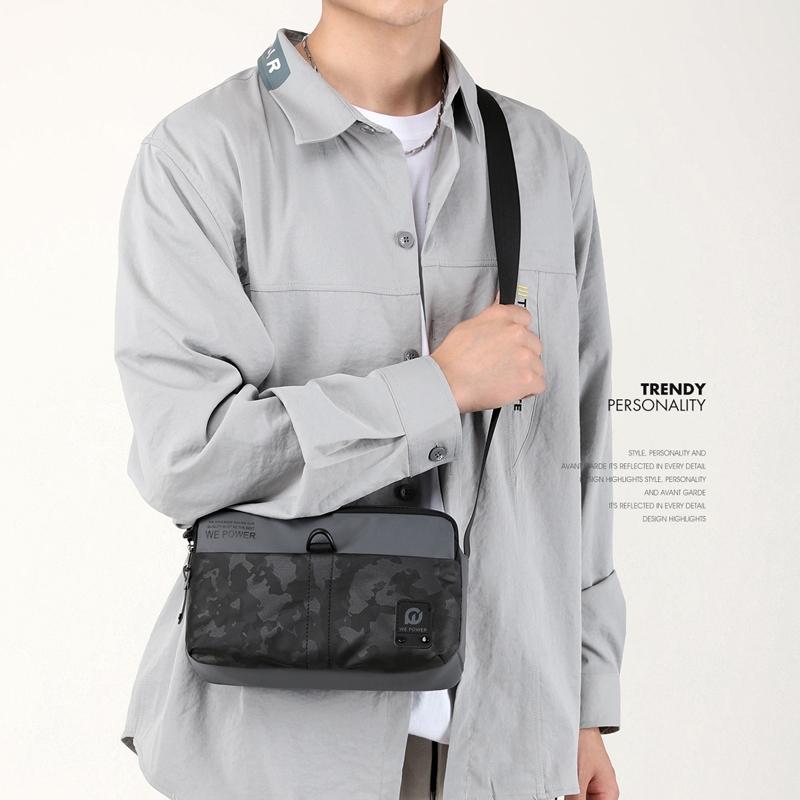 Men Oxford Cloth Crossbody Bag Outdoor Sports Shoulder Bag - Black 8