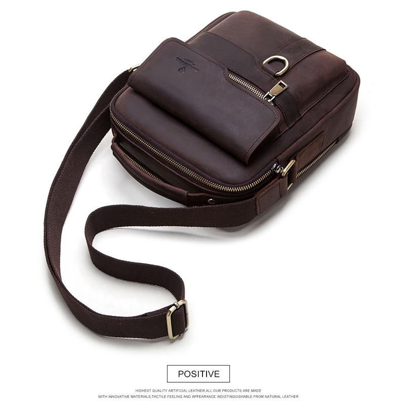 Brown Leather Cross Body Shoulder Bag For Men 3