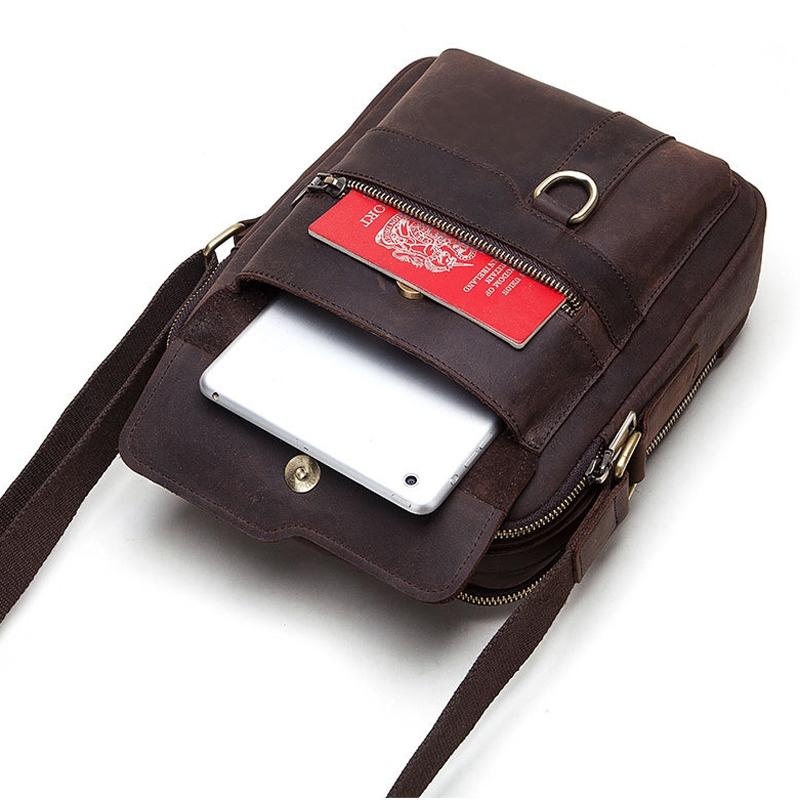 Brown Leather Cross Body Shoulder Bag For Men 9