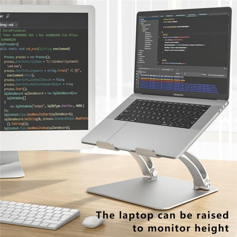 Adjustable Laptop Stand - Aluminum Alloy Desktop Riser - Silver 4