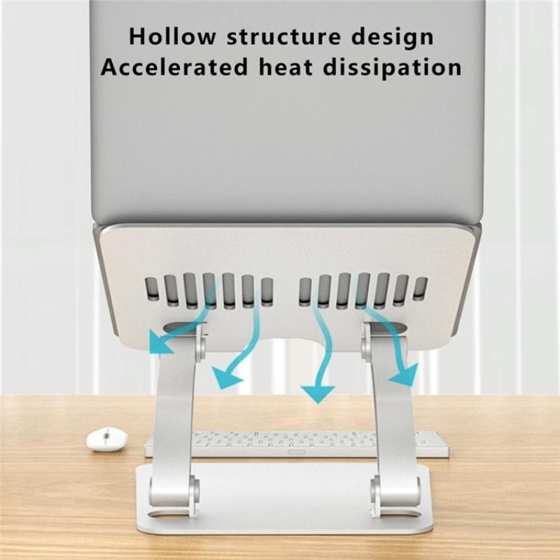 Adjustable Laptop Stand - Aluminum Alloy Desktop Riser - Silver 7