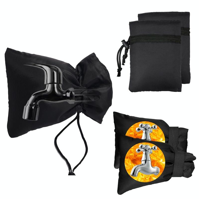 Outdoor Faucet Frost Protection Cover - Oxford Cloth Hook and Loop Fastener Black 3
